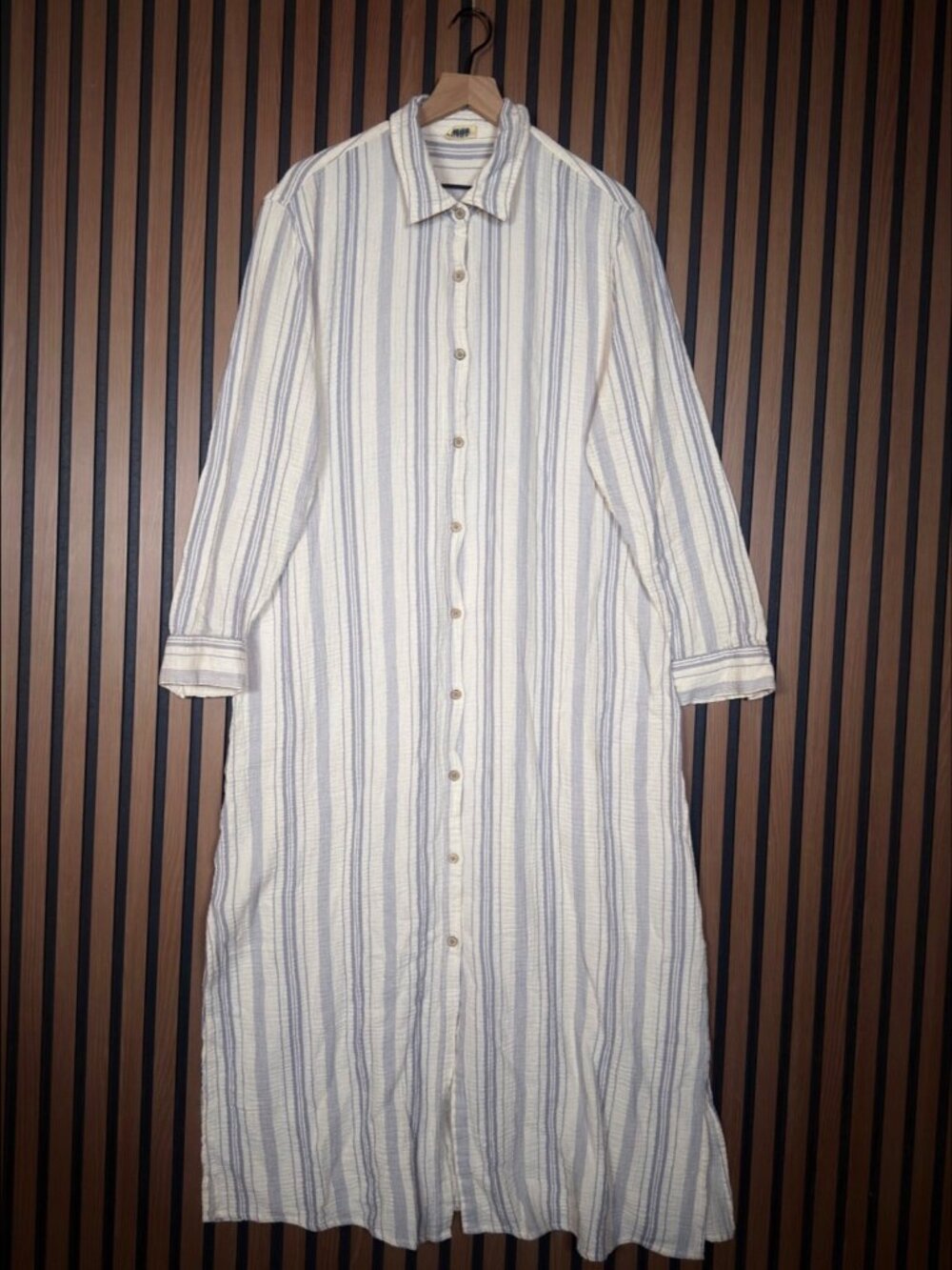 Faherty Dress XXL Womens Blue Gauze Knit 100% Organic Cotton Striped
